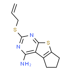 ChemSpider 2D Image | 2-(Allylsulfanyl)-6,7-dihydro-5H-cyclopenta[4,5]thieno[2,3-d]pyrimidin-4-amine | C12H13N3S2