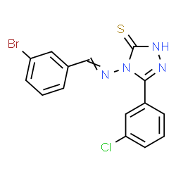 ChemSpider 2D Image | 4-[(3-Bromobenzylidene)amino]-5-(3-chlorophenyl)-2,4-dihydro-3H-1,2,4-triazole-3-thione | C15H10BrClN4S
