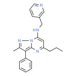 ChemSpider 2D Image | 2-Methyl-3-phenyl-5-propyl-N-(3-pyridinylmethyl)pyrazolo[1,5-a]pyrimidin-7-amine | C22H23N5