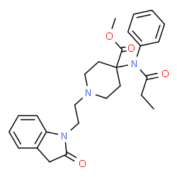ChemSpider 2D Image | methyl 1-[2-(2-oxo-2,3-dihydro-1H-indol-1-yl)ethyl]-4-[phenyl(propanoyl)amino]piperidine-4-carboxylate | C26H31N3O4