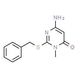 ChemSpider 2D Image | 6-Amino-2-(benzylsulfanyl)-3-methyl-4(3H)-pyrimidinone | C12H13N3OS