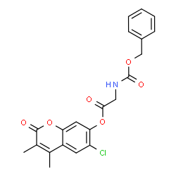 ChemSpider 2D Image | 6-Chloro-3,4-dimethyl-2-oxo-2H-chromen-7-yl N-[(benzyloxy)carbonyl]glycinate | C21H18ClNO6