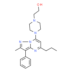 ChemSpider 2D Image | 2-[4-(2-Methyl-3-phenyl-5-propylpyrazolo[1,5-a]pyrimidin-7-yl)-1-piperazinyl]ethanol | C22H29N5O