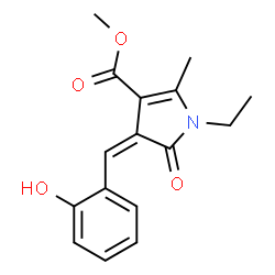 ChemSpider 2D Image | Methyl (4Z)-1-ethyl-4-(2-hydroxybenzylidene)-2-methyl-5-oxo-4,5-dihydro-1H-pyrrole-3-carboxylate | C16H17NO4