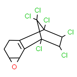 ChemSpider 2D Image | 1,9,10,11,12,12-Hexachloro-4-oxatetracyclo[7.2.1.0~2,8~.0~3,5~]dodec-2(8)-ene | C11H8Cl6O