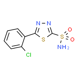 ChemSpider 2D Image | 5-(2-Chlorophenyl)-1,3,4-thiadiazole-2-sulfonamide | C8H6ClN3O2S2