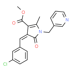 ChemSpider 2D Image | Methyl (4Z)-4-(3-chlorobenzylidene)-2-methyl-5-oxo-1-(3-pyridinylmethyl)-4,5-dihydro-1H-pyrrole-3-carboxylate | C20H17ClN2O3