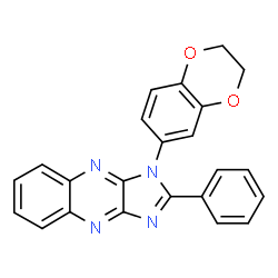 ChemSpider 2D Image | 1-(2,3-Dihydro-1,4-benzodioxin-6-yl)-2-phenyl-1H-imidazo[4,5-b]quinoxaline | C23H16N4O2