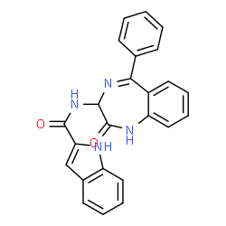 ChemSpider 2D Image | N-(2-Oxo-5-phenyl-2,3-dihydro-1H-1,4-benzodiazepin-3-yl)-1H-indole-2-carboxamide | C24H18N4O2
