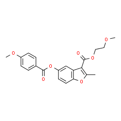 ChemSpider 2D Image | 2-Methoxyethyl 5-[(4-methoxybenzoyl)oxy]-2-methyl-1-benzofuran-3-carboxylate | C21H20O7