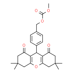 ChemSpider 2D Image | Methyl 4-(3,3,6,6-tetramethyl-1,8-dioxo-2,3,4,5,6,7,8,9-octahydro-1H-xanthen-9-yl)benzyl carbonate | C26H30O6