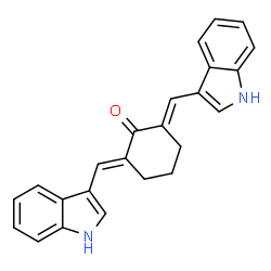 ChemSpider 2D Image | 2,6-bis[(E)-1H-indol-3-ylmethylidene]cyclohexanone | C24H20N2O