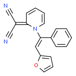 ChemSpider 2D Image | {1-[(E)-2-(2-Furyl)-1-phenylvinyl]-2(1H)-pyridinylidene}malononitrile | C20H13N3O