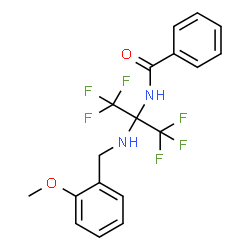 ChemSpider 2D Image | N-{1,1,1,3,3,3-Hexafluoro-2-[(2-methoxybenzyl)amino]-2-propanyl}benzamide | C18H16F6N2O2