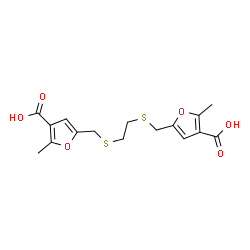 ChemSpider 2D Image | 5,5'-[1,2-Ethanediylbis(sulfanediylmethylene)]bis(2-methyl-3-furoic acid) | C16H18O6S2