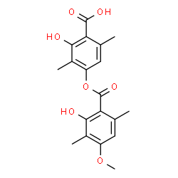 ChemSpider 2D Image | 2-Hydroxy-4-[(2-hydroxy-4-methoxy-3,6-dimethylbenzoyl)oxy]-3,6-dimethylbenzoic acid | C19H20O7