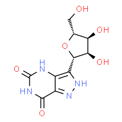 ChemSpider 2D Image | (1S)-1,4-Anhydro-1-(5,7-dioxo-4,5,6,7-tetrahydro-2H-pyrazolo[4,3-d]pyrimidin-3-yl)-D-ribitol | C10H12N4O6