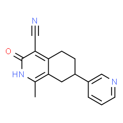 ChemSpider 2D Image | 1-Methyl-3-oxo-7-(3-pyridinyl)-2,3,5,6,7,8-hexahydro-4-isoquinolinecarbonitrile | C16H15N3O