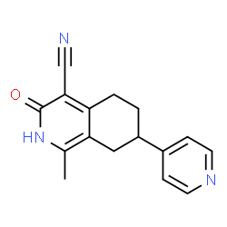 ChemSpider 2D Image | 1-Methyl-3-oxo-7-(4-pyridinyl)-2,3,5,6,7,8-hexahydro-4-isoquinolinecarbonitrile | C16H15N3O
