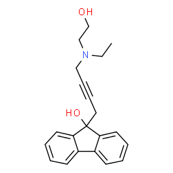 ChemSpider 2D Image | 9-{4-[Ethyl(2-hydroxyethyl)amino]-2-butyn-1-yl}-9H-fluoren-9-ol | C21H23NO2