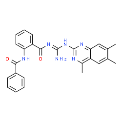 ChemSpider 2D Image | 2-(Benzoylamino)-N-[N-(4,6,7-trimethylquinazolin-2-yl)carbamimidoyl]benzamide | C26H24N6O2