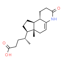 ChemSpider 2D Image | (4R)-4-[(6aR,7R,9aS,9bS)-6a-Methyl-3-oxo-2,3,4,6,6a,7,8,9,9a,9b-decahydro-1H-cyclopenta[f]quinolin-7-yl]pentanoic acid | C18H27NO3