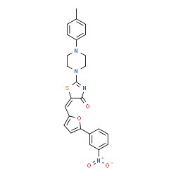 ChemSpider 2D Image | (5E)-2-[4-(4-Methylphenyl)-1-piperazinyl]-5-{[5-(3-nitrophenyl)-2-furyl]methylene}-1,3-thiazol-4(5H)-one | C25H22N4O4S