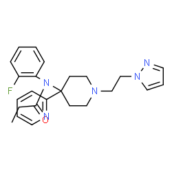 ChemSpider 2D Image | N-(2-Fluorophenyl)-N-{1-[2-(1H-pyrazol-1-yl)ethyl]-4-(2-pyridinyl)-4-piperidinyl}propanamide | C24H28FN5O
