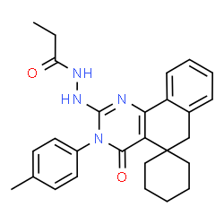 ChemSpider 2D Image | N'-[3-(4-Methylphenyl)-4-oxo-4,6-dihydro-3H-spiro[benzo[h]quinazoline-5,1'-cyclohexan]-2-yl]propanehydrazide | C27H30N4O2