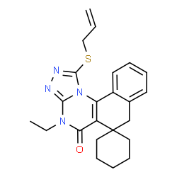 ChemSpider 2D Image | 1-(Allylsulfanyl)-4-ethyl-4H-spiro[benzo[h][1,2,4]triazolo[4,3-a]quinazoline-6,1'-cyclohexan]-5(7H)-one | C23H26N4OS