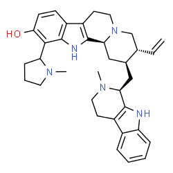 ChemSpider 2D Image | (2S,3R,12bS)-11-(1-Methyl-2-pyrrolidinyl)-2-{[(1S)-2-methyl-2,3,4,9-tetrahydro-1H-beta-carbolin-1-yl]methyl}-3-vinyl-1,2,3,4,6,7,12,12b-octahydroindolo[2,3-a]quinolizin-10-ol | C35H43N5O