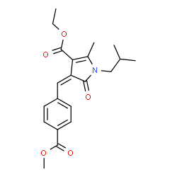 ChemSpider 2D Image | Ethyl (4Z)-1-isobutyl-4-[4-(methoxycarbonyl)benzylidene]-2-methyl-5-oxo-4,5-dihydro-1H-pyrrole-3-carboxylate | C21H25NO5