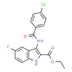 ChemSpider 2D Image | Ethyl 3-[(4-chlorobenzoyl)amino]-5-fluoro-1H-indole-2-carboxylate | C18H14ClFN2O3