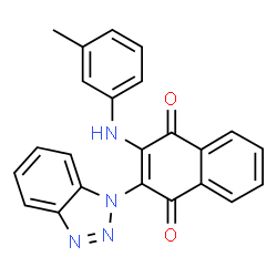 ChemSpider 2D Image | 2-(1H-Benzotriazol-1-yl)-3-[(3-methylphenyl)amino]-1,4-naphthoquinone | C23H16N4O2