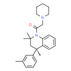 ChemSpider 2D Image | 2-(1-Piperidinyl)-1-[(4R)-2,2,4-trimethyl-4-(3-methylphenyl)-3,4-dihydro-1(2H)-quinolinyl]ethanone | C26H34N2O