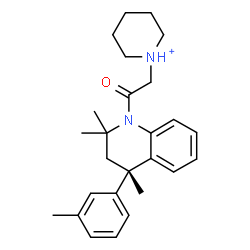 ChemSpider 2D Image | 1-{2-Oxo-2-[(4S)-2,2,4-trimethyl-4-(3-methylphenyl)-3,4-dihydro-1(2H)-quinolinyl]ethyl}piperidinium | C26H35N2O