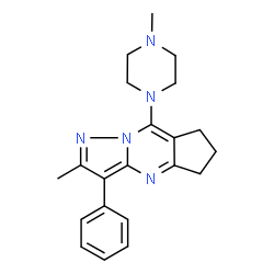 ChemSpider 2D Image | 2-Methyl-8-(4-methyl-1-piperazinyl)-3-phenyl-6,7-dihydro-5H-cyclopenta[d]pyrazolo[1,5-a]pyrimidine | C21H25N5