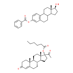 ChemSpider 2D Image | (8xi,9xi,14xi,17beta)-17-Hydroxyestra-1,3,5(10)-trien-3-yl benzoate - 3,20-dioxopregn-4-en-17-yl hexanoate (1:1) | C52H68O7
