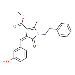 ChemSpider 2D Image | Methyl (4Z)-4-(3-hydroxybenzylidene)-2-methyl-5-oxo-1-(2-phenylethyl)-4,5-dihydro-1H-pyrrole-3-carboxylate | C22H21NO4