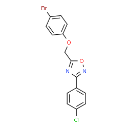 ChemSpider 2D Image | 5-[(4-Bromophenoxy)methyl]-3-(4-chlorophenyl)-1,2,4-oxadiazole | C15H10BrClN2O2