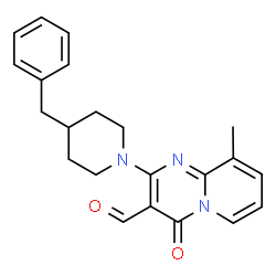 ChemSpider 2D Image | 2-(4-Benzyl-1-piperidinyl)-9-methyl-4-oxo-4H-pyrido[1,2-a]pyrimidine-3-carbaldehyde | C22H23N3O2