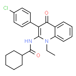 ChemSpider 2D Image | N-[3-(4-Chlorophenyl)-1-ethyl-4-oxo-1,4-dihydro-2-quinolinyl]cyclohexanecarboxamide | C24H25ClN2O2