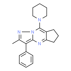 ChemSpider 2D Image | 2-Methyl-3-phenyl-8-(1-piperidinyl)-6,7-dihydro-5H-cyclopenta[d]pyrazolo[1,5-a]pyrimidine | C21H24N4