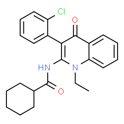 ChemSpider 2D Image | N-[3-(2-Chlorophenyl)-1-ethyl-4-oxo-1,4-dihydro-2-quinolinyl]cyclohexanecarboxamide | C24H25ClN2O2