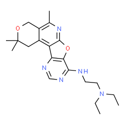ChemSpider 2D Image | N,N-Diethyl-N'-(2,2,5-trimethyl-1,4-dihydro-2H-pyrano[4'',3'':4',5']pyrido[3',2':4,5]furo[3,2-d]pyrimidin-8-yl)-1,2-ethanediamine | C21H29N5O2