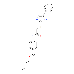 ChemSpider 2D Image | Butyl 4-[[2-[(5-phenyl-1H-imidazol-2-yl)thio]acetyl]amino]benzoate | C22H23N3O3S