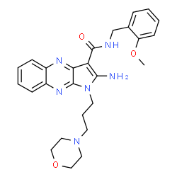 ChemSpider 2D Image | 2-Amino-N-(2-methoxybenzyl)-1-[3-(4-morpholinyl)propyl]-1H-pyrrolo[2,3-b]quinoxaline-3-carboxamide | C26H30N6O3