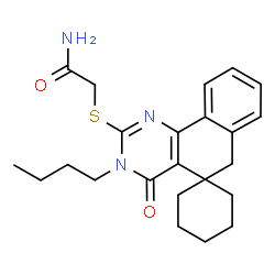 ChemSpider 2D Image | 2-[(3-Butyl-4-oxo-4,6-dihydro-3H-spiro[benzo[h]quinazoline-5,1'-cyclohexan]-2-yl)sulfanyl]acetamide | C23H29N3O2S