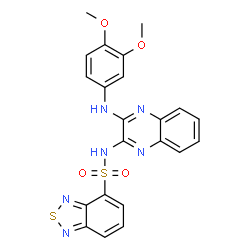 ChemSpider 2D Image | N-{3-[(3,4-Dimethoxyphenyl)amino]-2-quinoxalinyl}-2,1,3-benzothiadiazole-4-sulfonamide | C22H18N6O4S2