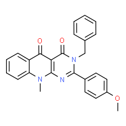 ChemSpider 2D Image | 3-Benzyl-2-(4-methoxyphenyl)-10-methylpyrimido[4,5-b]quinoline-4,5(3H,10H)-dione | C26H21N3O3